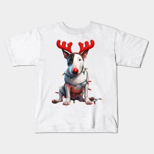 Christmas Red Nose Bull Terrier Dog Kids T-Shirt